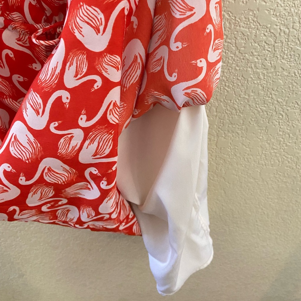 Anthropologie Porridge Orange White Swan Mini Dress Sz X Small - Picture 9 of 12